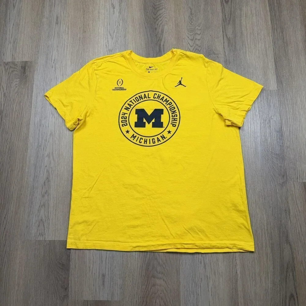 Michigan Wolverines Shirt Mens XL Yellow NCAA Football Nike 2024 Championship